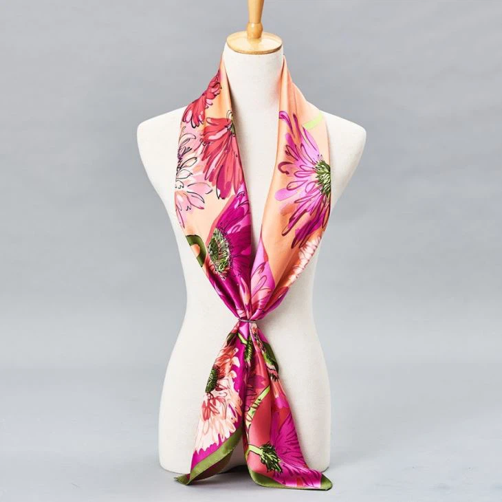 Flower Neckerchief Silk Scarf